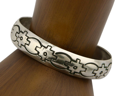 Navajo Bracelet .925 Silver Hand Stamped Artist Signed Tracy C.80's