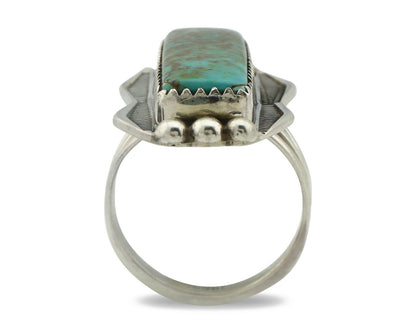 Navajo Ring .925 Silver Natural Aqua Turquoise Signed Apache C.80's