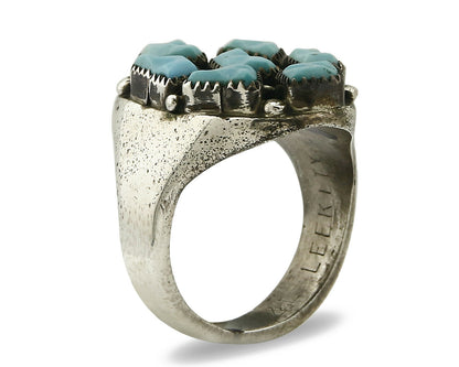 ZUNI Ring .925 SOLID Silver Sleeping Beauty Turquoise LEEKITY C.1980's