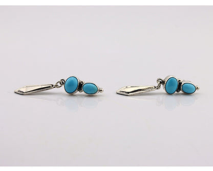 Navajo Earrings 925 Silver Natural Blue Turquoise Native American Earrings C80's