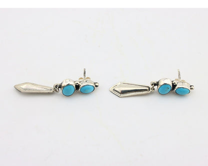 Navajo Earrings 925 Silver Natural Blue Turquoise Native American Earrings C80's