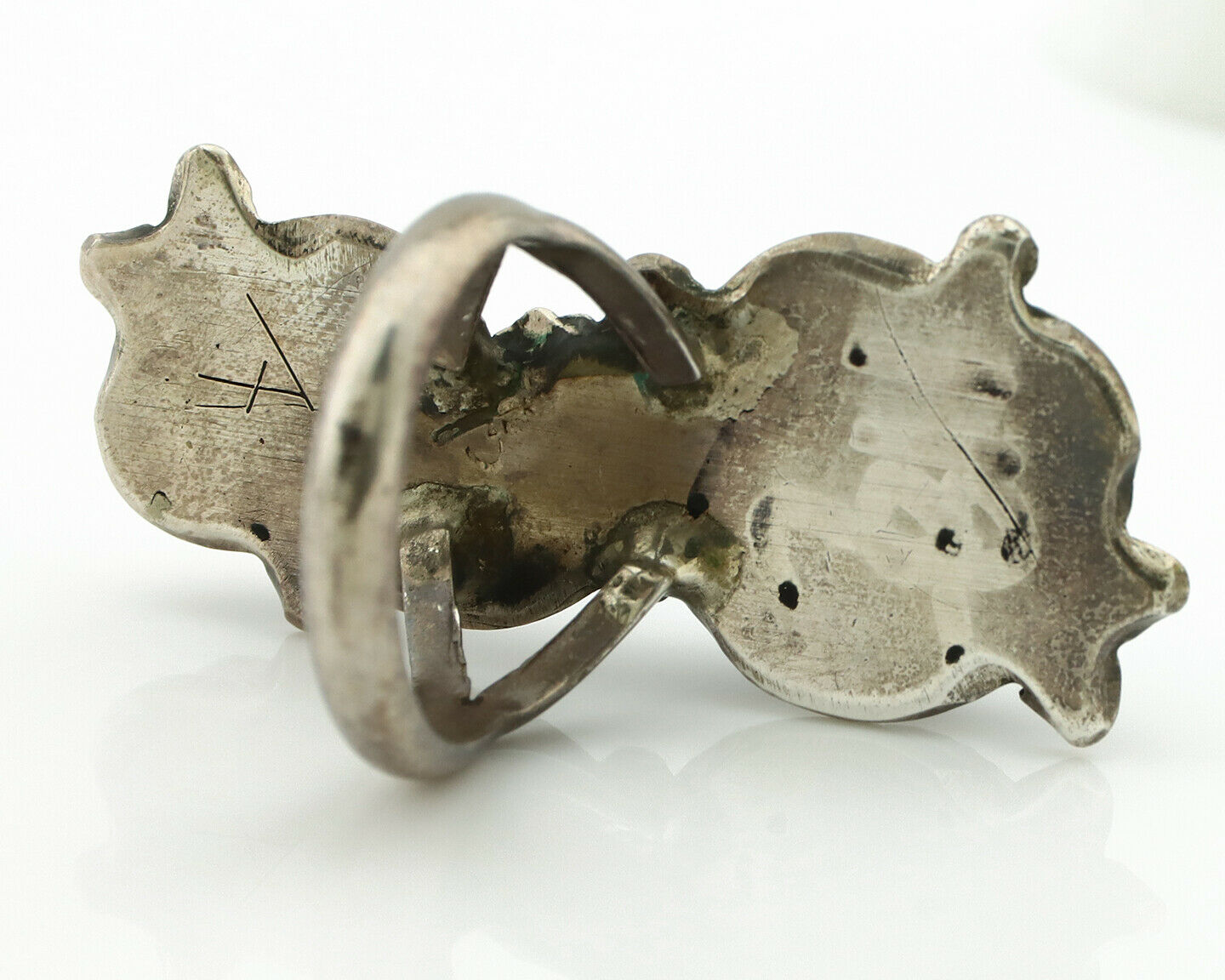 Navajo Ring .925 Silver Turquoise & Coral Native American Artist C.1980's