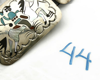 Navajo Concho Belt .925 Silver Inlaid Signed Artist Benson Boyd C.80's