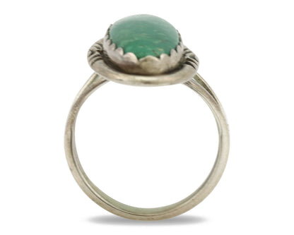 Navajo Ring .925 Silver Green Turquoise Native American Artist C.1980's