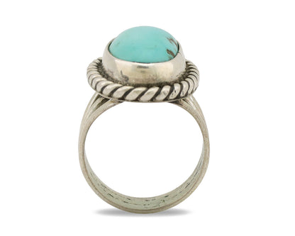 Navajo Ring .925 Silver Natural Kingman Turquoise Native American Artist C.80's