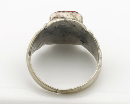 Zuni Ring .925 Silver Natural Turquoise & Coral Native American Artist C.1980's