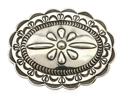 Navajo Belt Buckle .925 Silver Hand Stamped Artist Native American C.80's