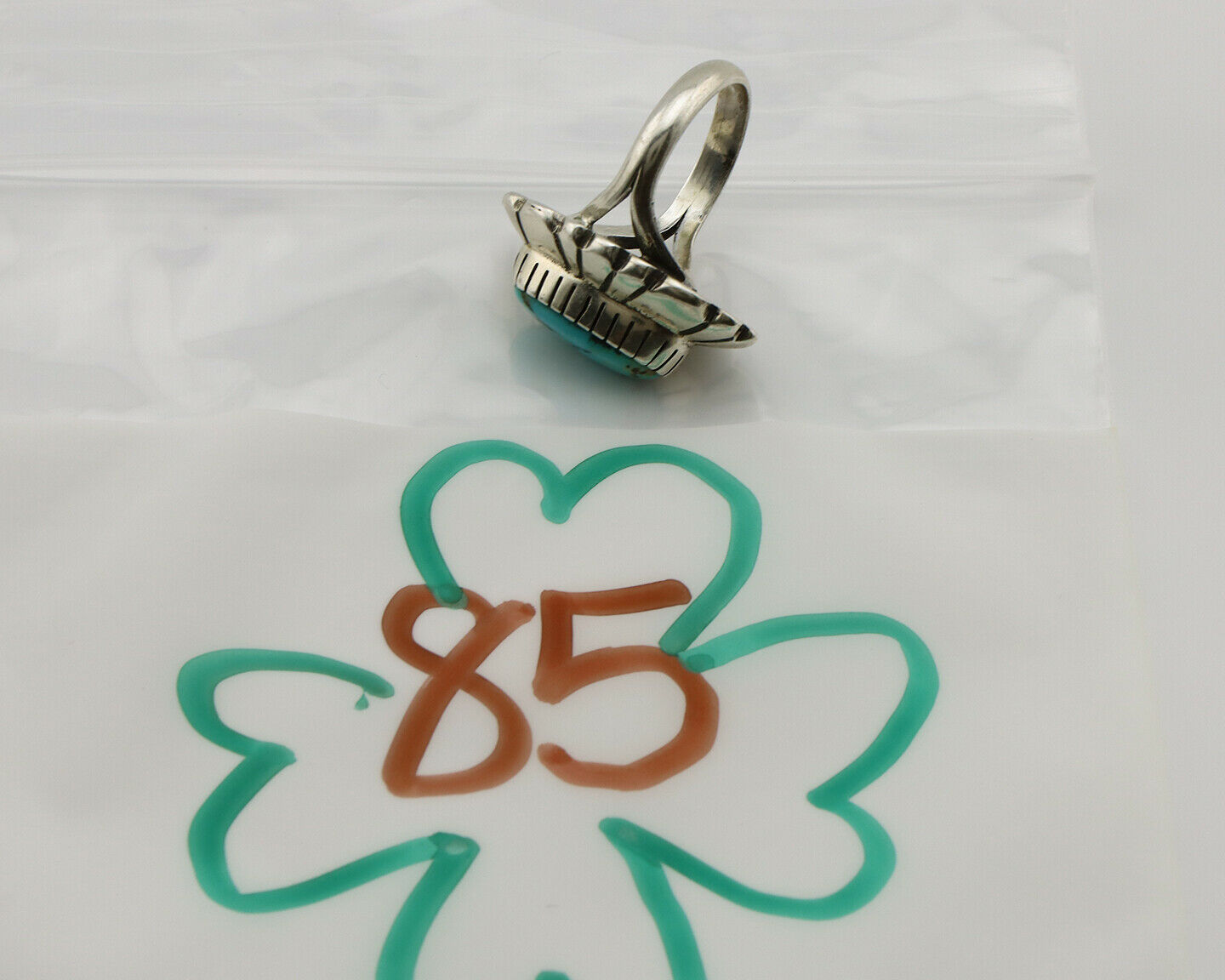 Navajo Ring .925 Silver Arizona Turquoise Signed M Montoya C.80's