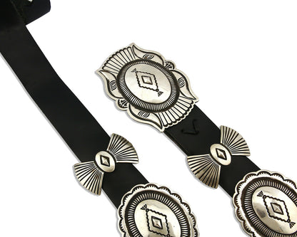 Navajo Concho Belt .925 Silver Hand Stamped Artist Signed R. Martinez C.80's