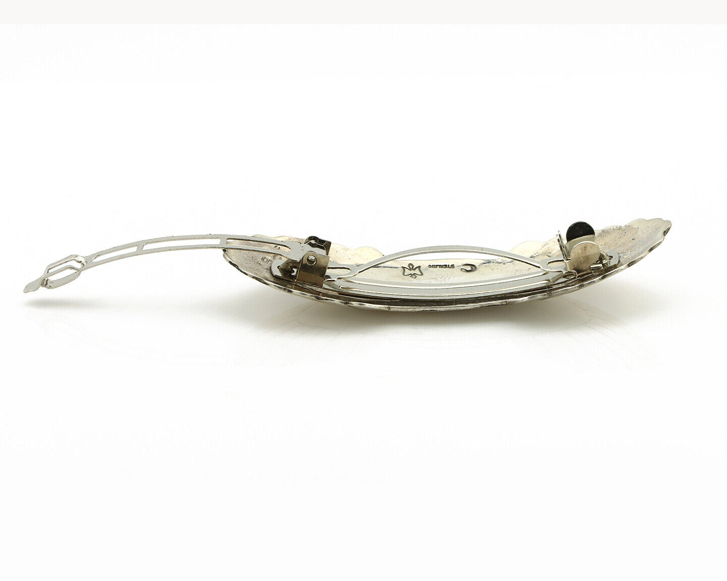 Navajo Hair Clip Barrette .925 Silver Hand Stamped Artist Signed C Montoya C80s