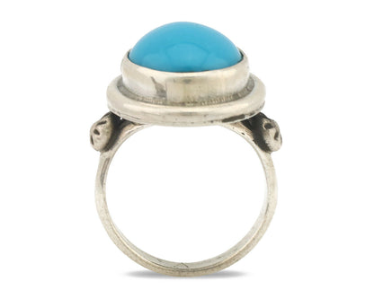 Navajo Ring .925 Silver Natural Blue Turquoise Native American Artist C.1980's