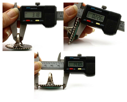 Navajo Ring .925 Silver Kingman Turquoise Signed Artist Sunbell C.80's