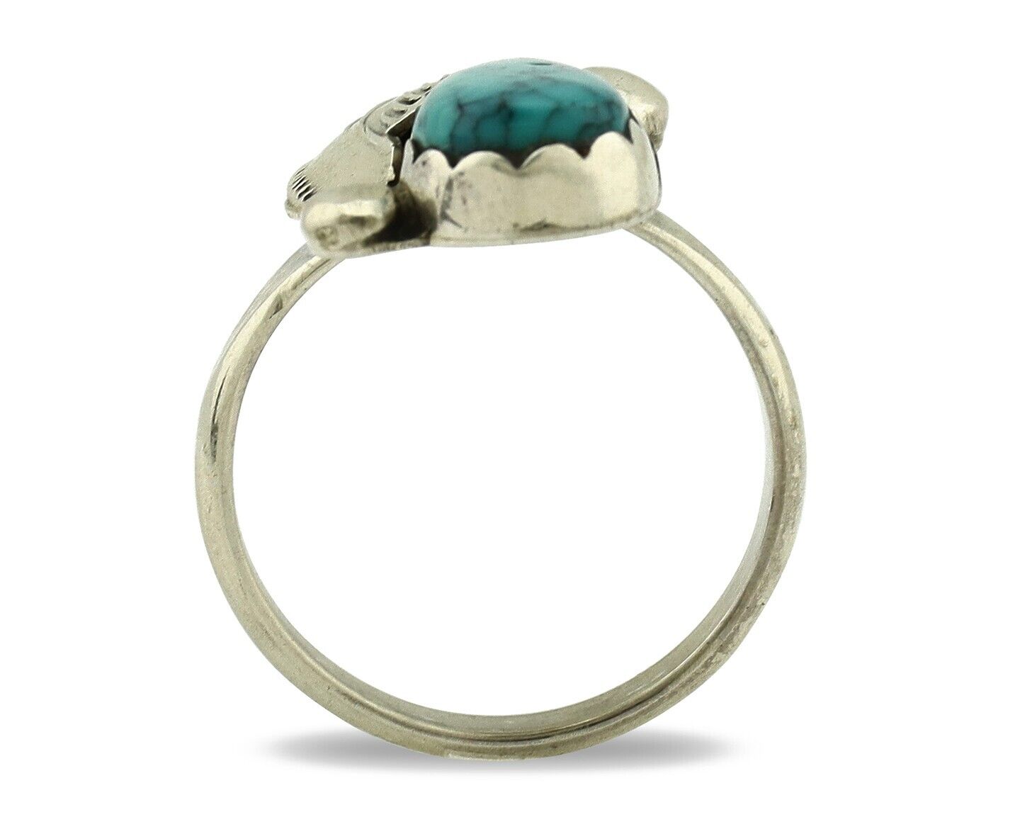 Zuni Ring 925 Silver Spiderweb Turquoise Artist Signed Simplicio C.80's