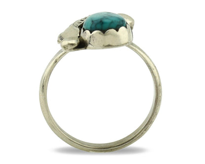 Zuni Ring 925 Silver Spiderweb Turquoise Artist Signed Simplicio C.80's