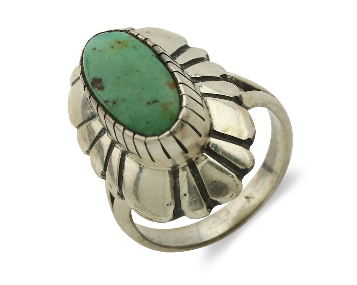 Navajo Ring .925 Silver Natural Mined Turquoise Artist Signed M Montoya C.80's