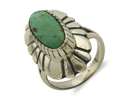 Navajo Ring .925 Silver Natural Mined Turquoise Artist Signed M Montoya C.80's