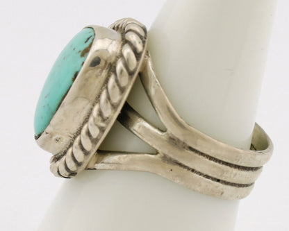 Navajo Ring .925 Silver Natural Kingman Turquoise Native American Artist C.80's