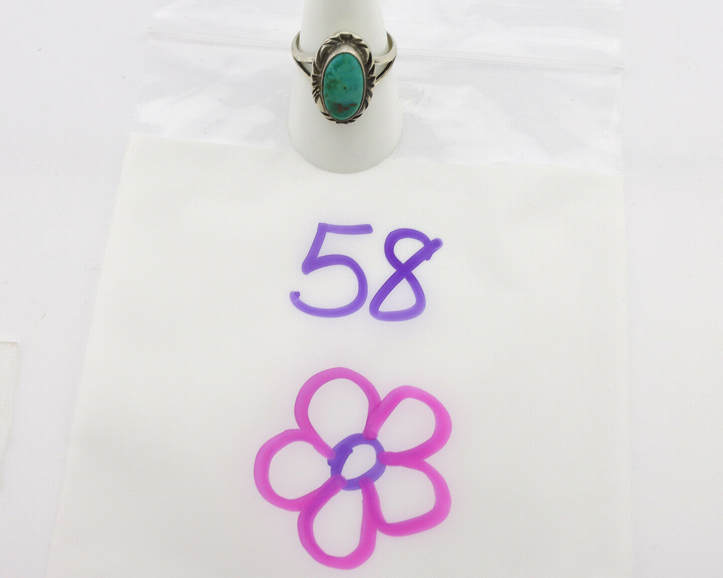 Navajo Ring .925 Silver Kingman Turquoise Native Artist Signed C.80's