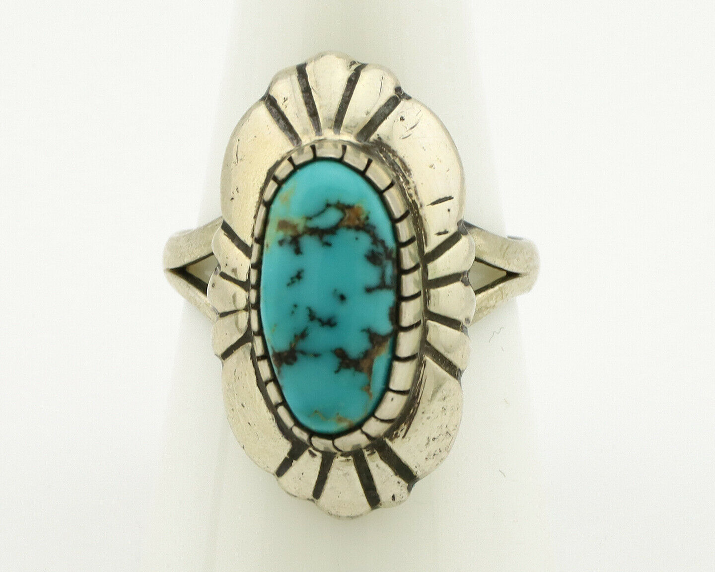 Navajo Ring .925 Silver Arizona Turquoise Signed M Montoya C.80's