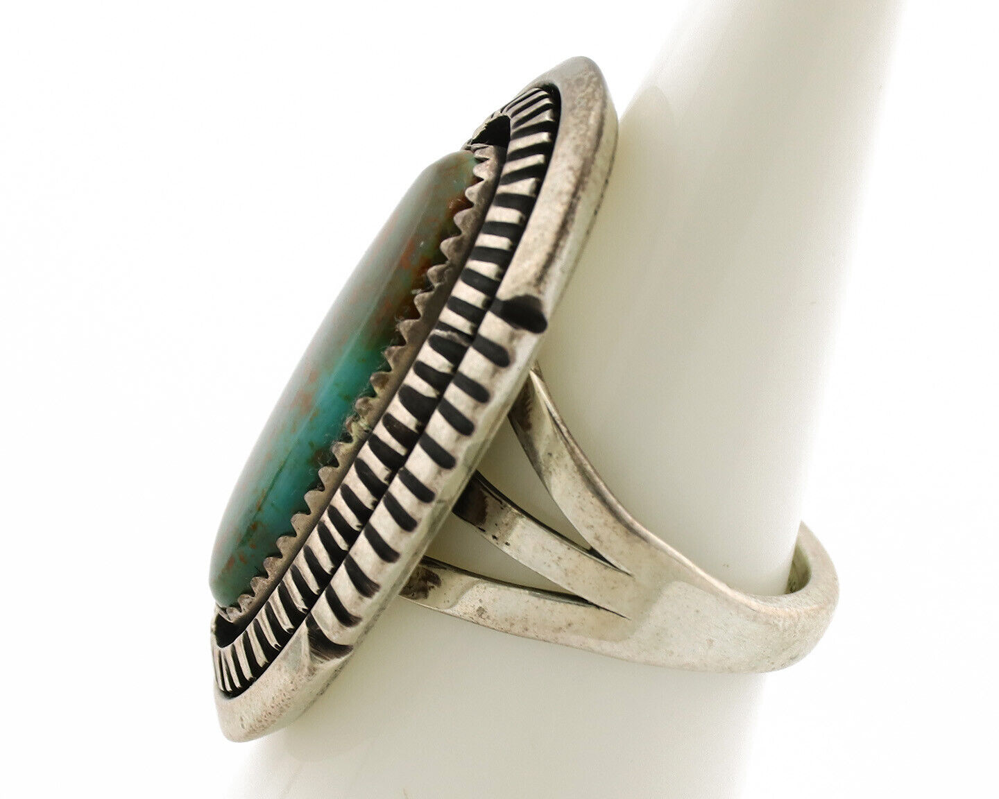 Navajo Ring .925 Silver Nevada Turquoise Native American Artist C.1980's