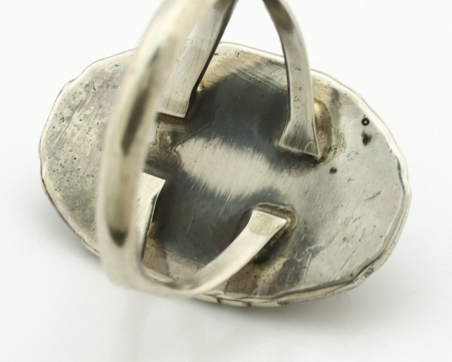 Navajo Ring .925 Silver Nevada Turquoise Signed Native Artist C.1980's
