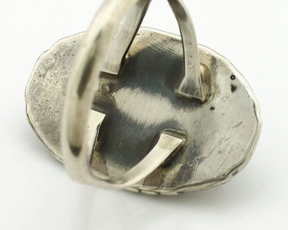 Navajo Ring .925 Silver Nevada Turquoise Signed Native Artist C.1980's