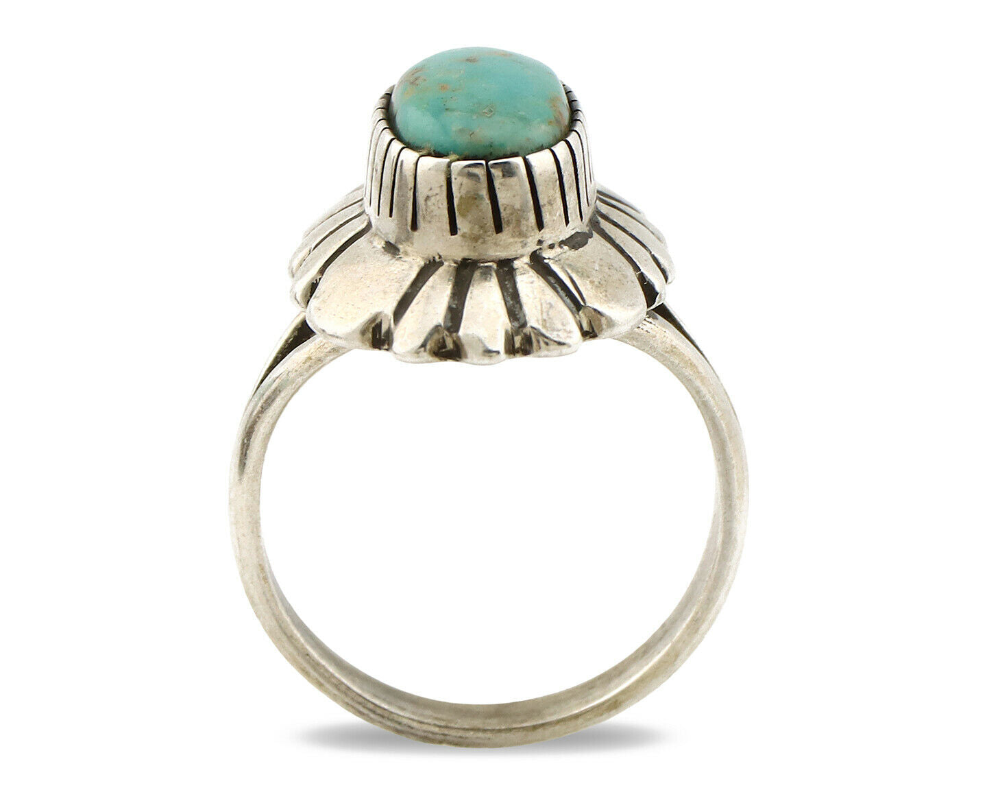 Navajo Ring .925 Silver Green Turquoise Artist Signed M Montoya C.80's