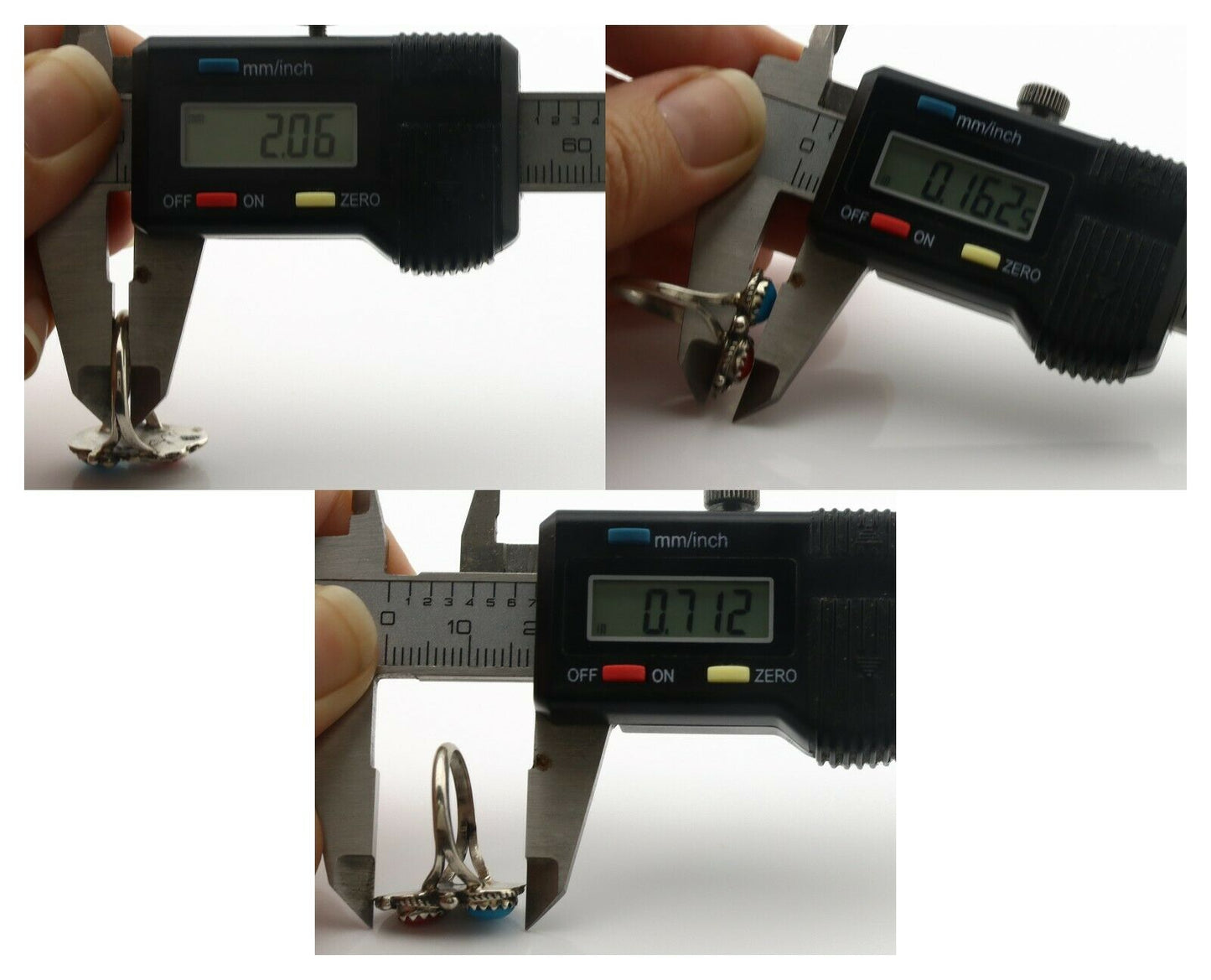 Navajo Ring .925 Silver Morenci Turquoise & Coral Native Artist Signed JM C.80's