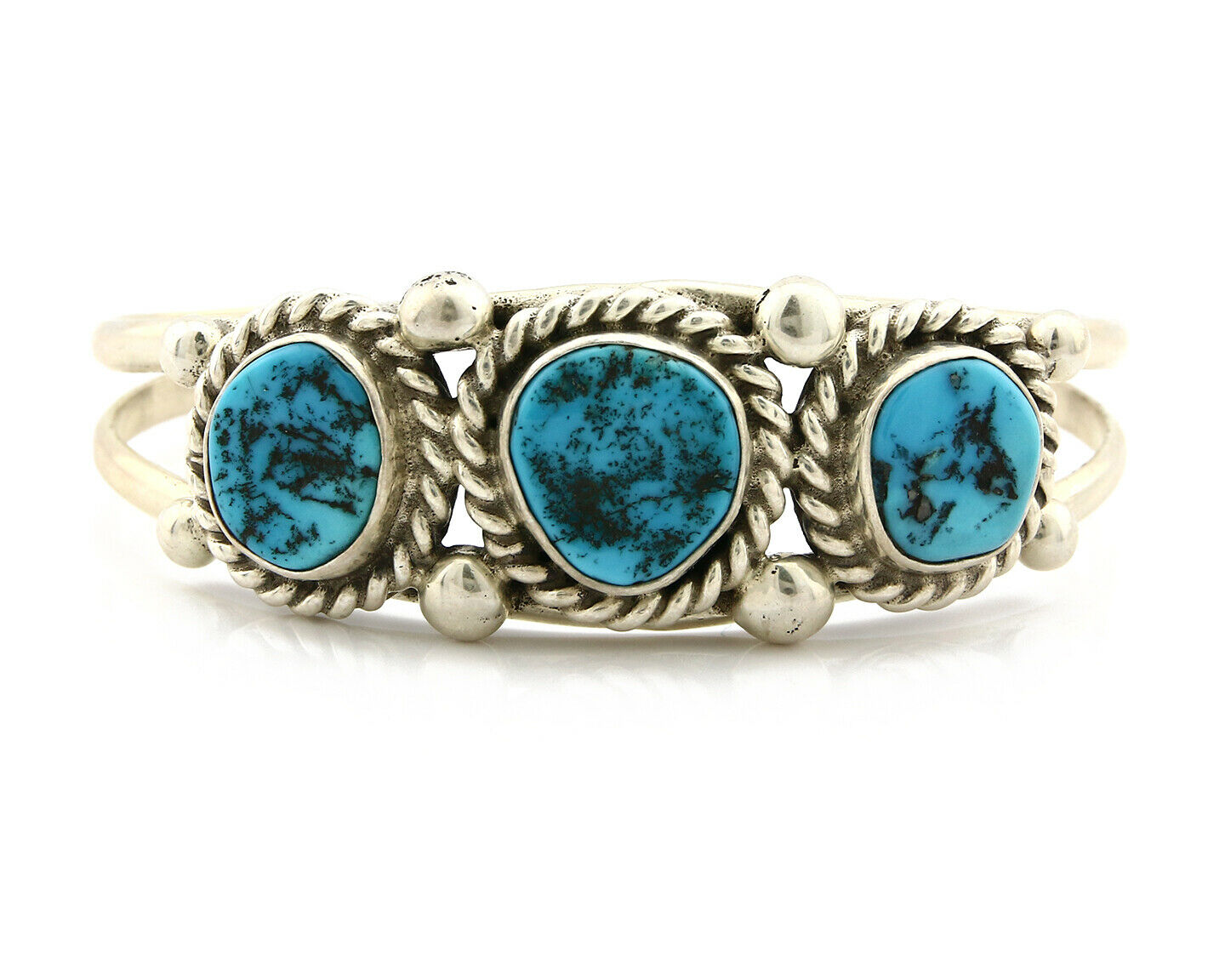 Navajo Bracelet .925 Silver Sleeping Beauty Turquoise Native C.80's