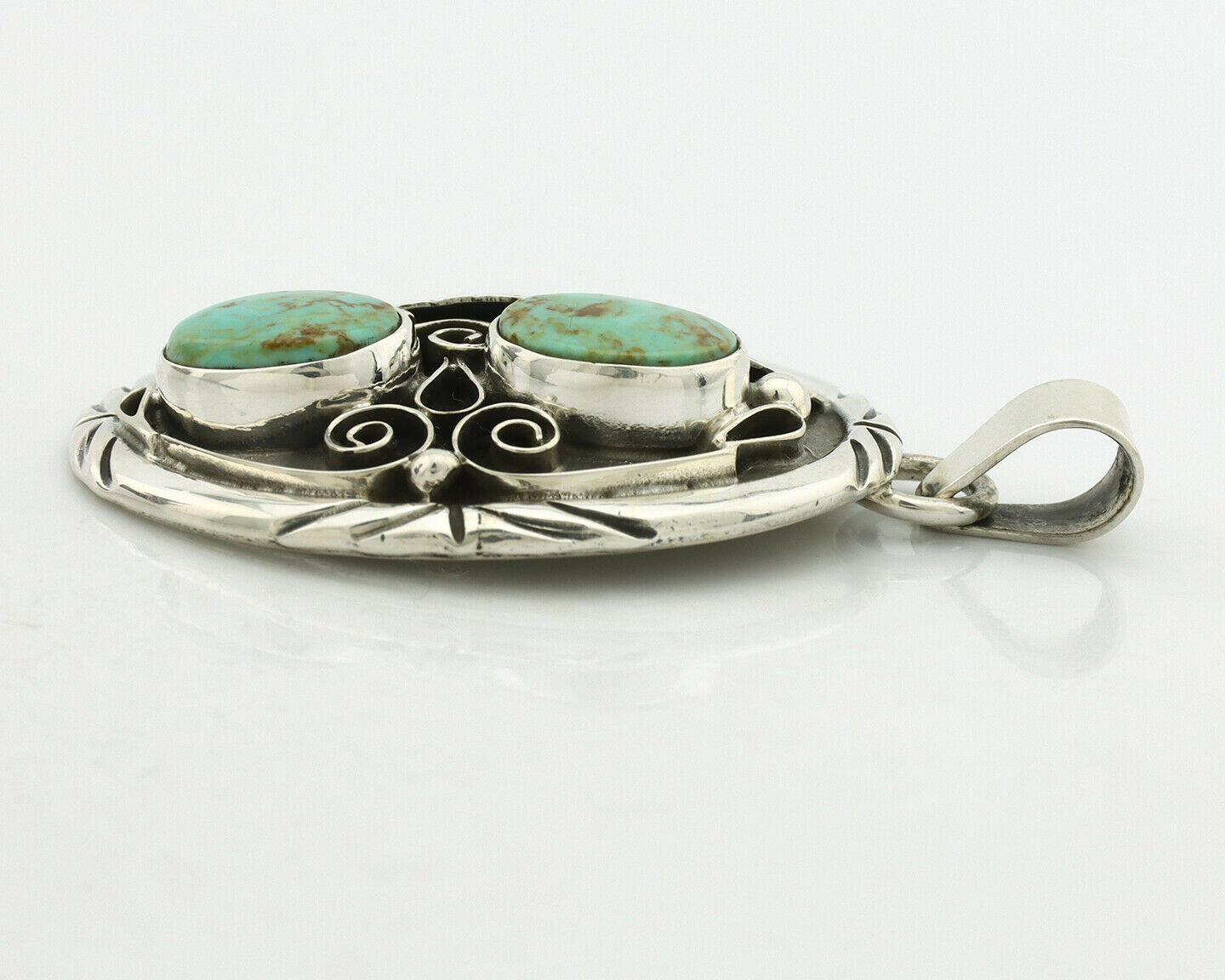 Navajo Necklace .925 Silver Kingman Turquoise Native American C.80's