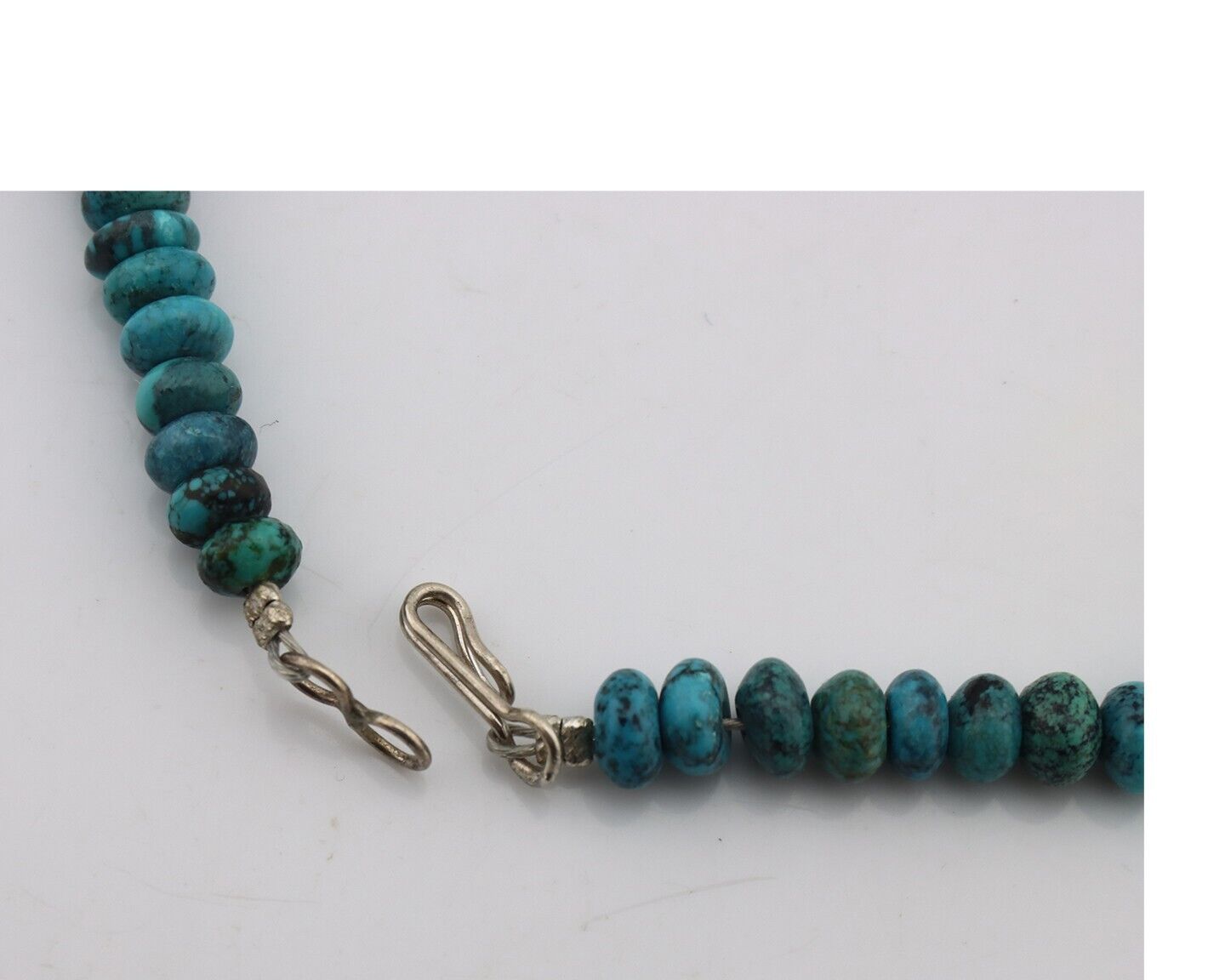 Navajo Necklace 925 Silver Black & Blue Spiderweb Turquoise Native Artist C.80's