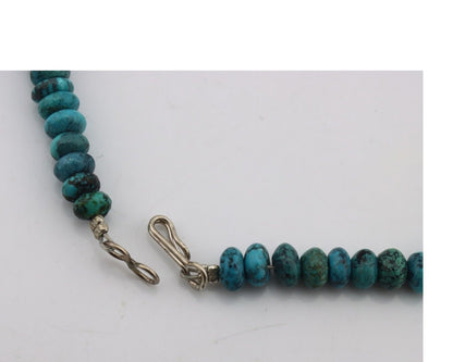 Navajo Necklace 925 Silver Black & Blue Spiderweb Turquoise Native Artist C.80's