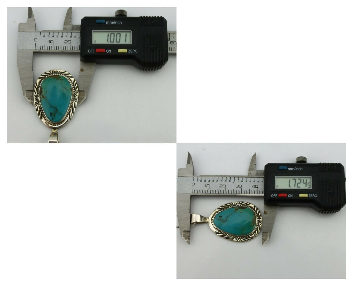 Navajo Pendant .925 Silver Blue Turquoise Artist Signed PB C.80's