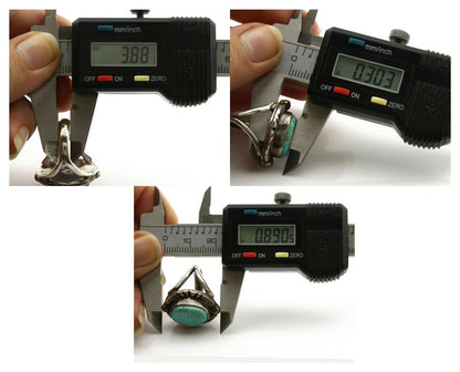 Navajo Ring .925 Silver Blue Turquoise Artist Signed Gecko C.1980's