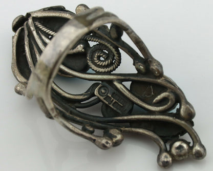 Navajo Ring .925 Silver Sleeping Beauty Turquoise Signed Prairie Fire C.80's