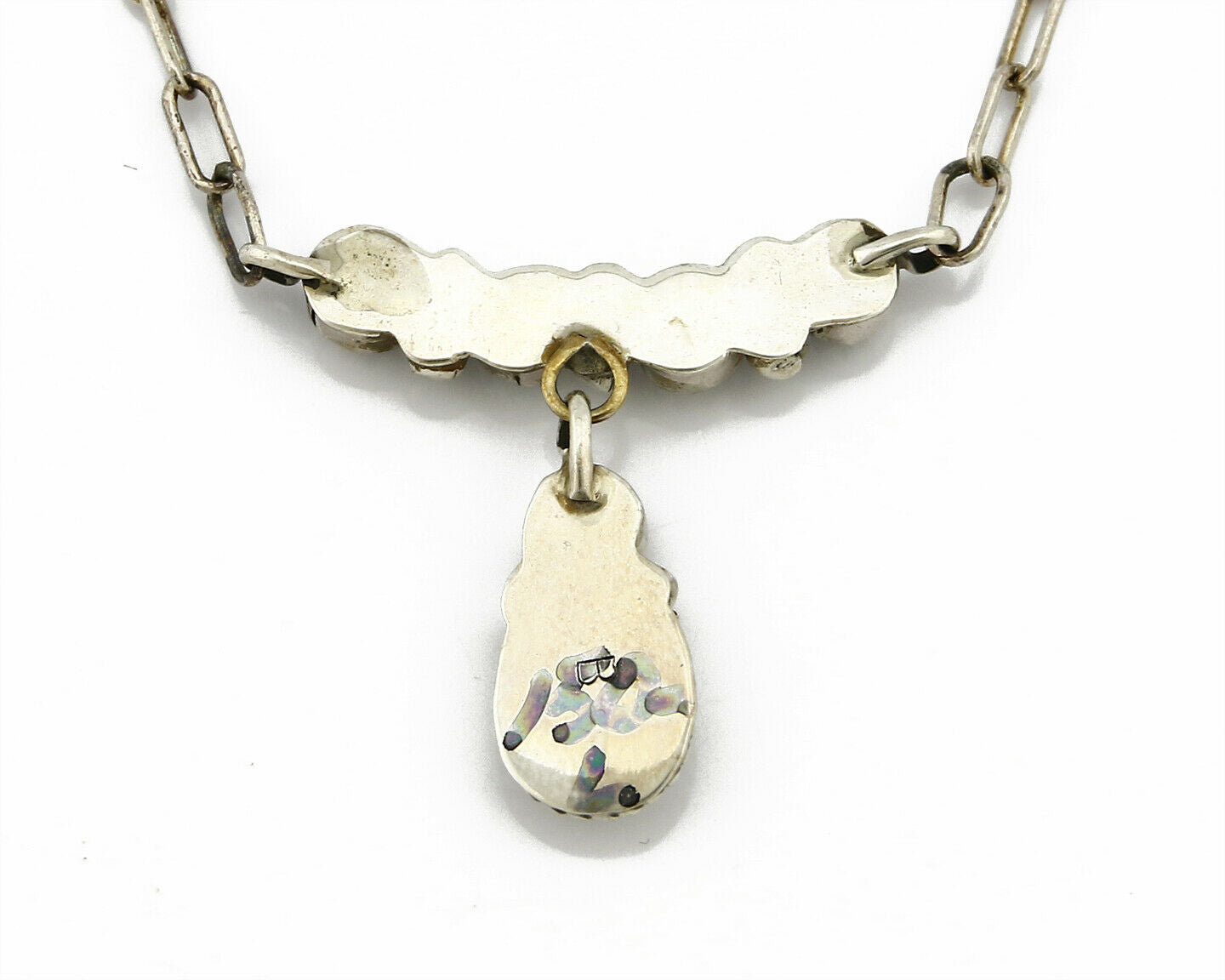 C.1990's Navajo Mae Bia Opal .925 Silver 5 Stone Necklace