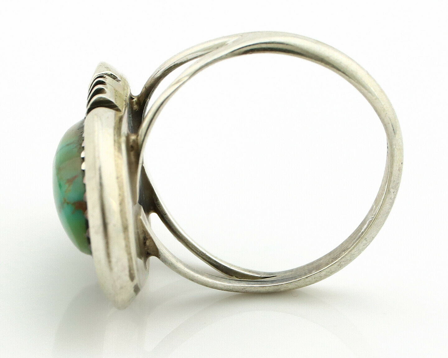 Navajo Ring .925 Silver Kingman Turquoise Native Artist C.1980's