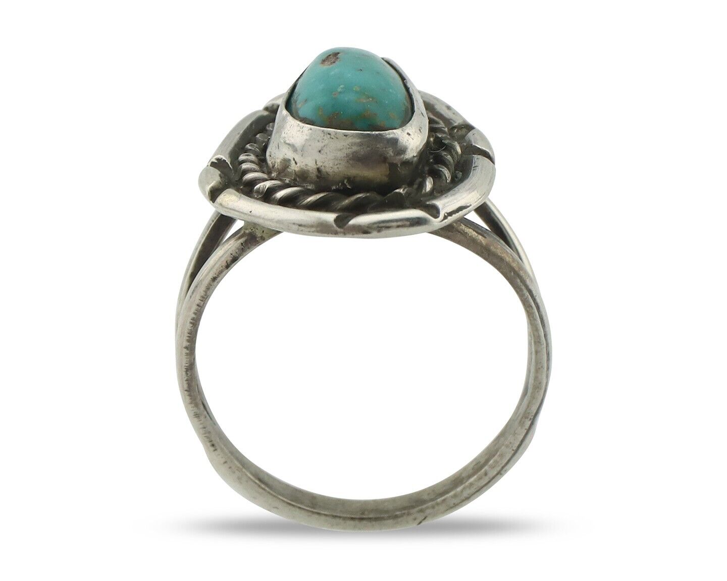 Navajo Handmade Ring .925 Silver Kingman Turquoise Native Artist C.80's
