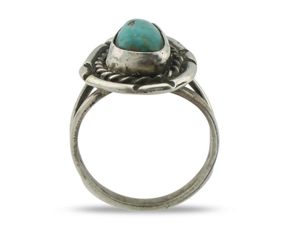 Navajo Handmade Ring .925 Silver Kingman Turquoise Native Artist C.80's