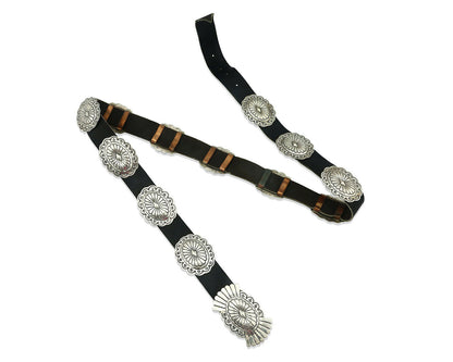 Navajo Concho Belt .925 Silver Hand Stamped Signed Marcella James C.80's