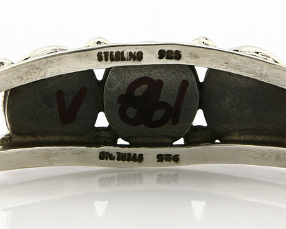 Navajo Bracelet .925 Silver Natural Mother of Pearl Handmade Native Artist C80's