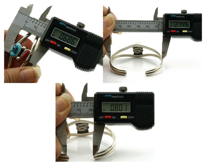 Navajo Bracelet .925 Silver Coral & Turquoise Native American Artist C.90's