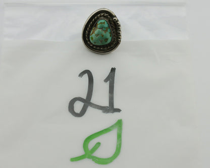 Navajo Ring 925 Silver Royston Turquoise Hand Stamped Native American Artist C80