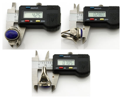 Navajo Ring 925 Silver Natural Handmade Natural Lapis Native American Artist C80