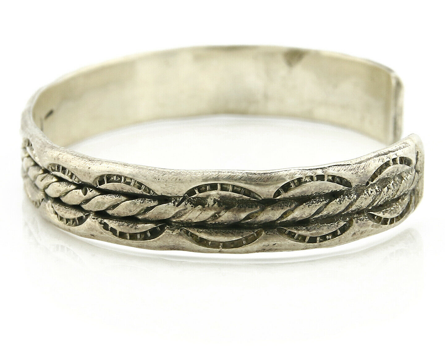 Navajo Bracelet .925 Silver Handmade Hand Stamped Signed Artist C Montoya C.80s