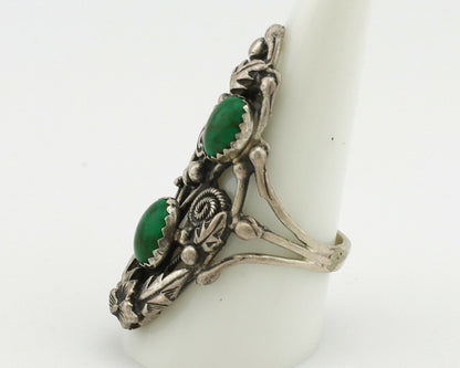 Navajo Ring .925 Silver Green Southwest Turquoise Signed Prairie Fire C.80's