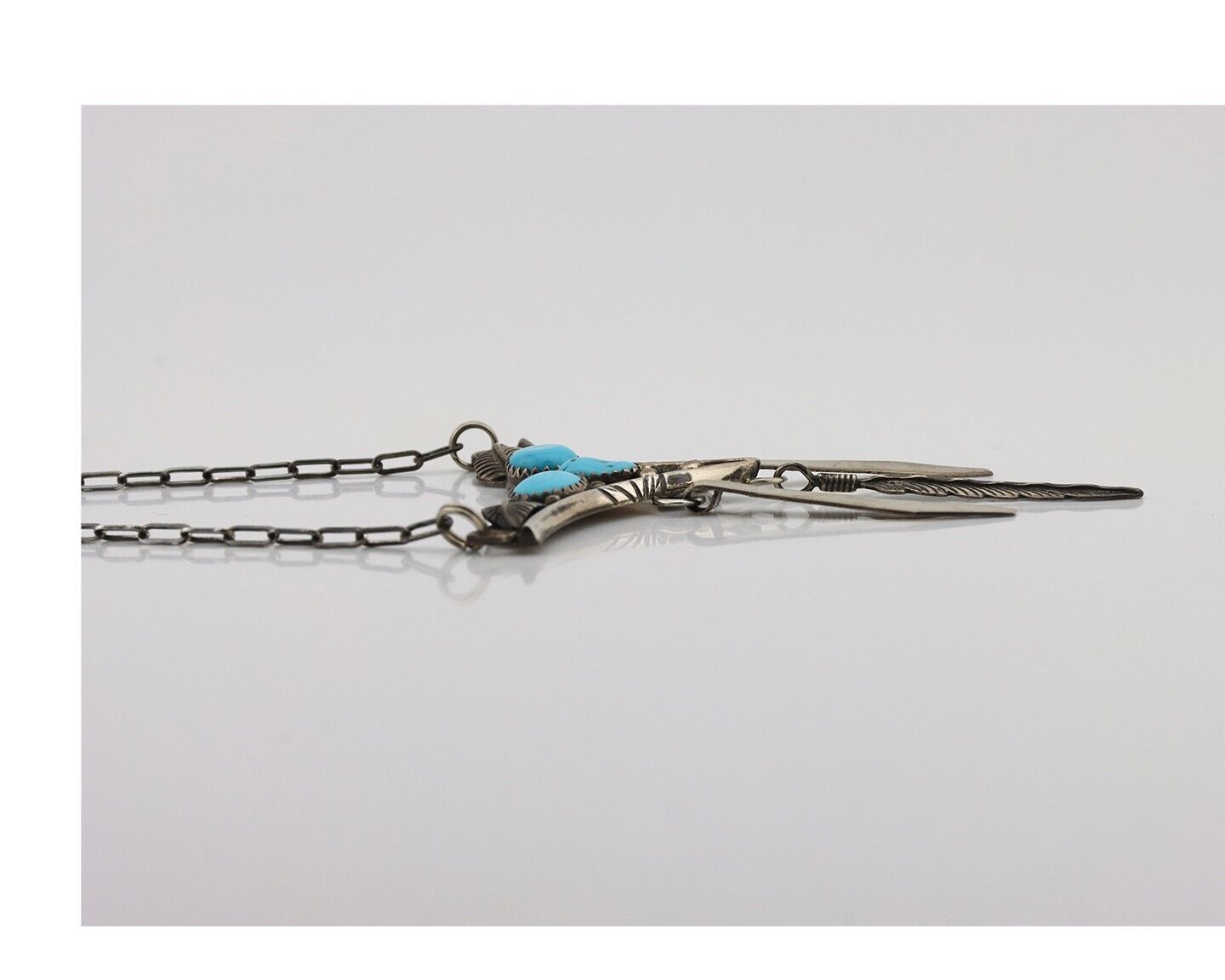 Navajo Necklace 925 Silver Sleeping Beauty Turquoise Native American C.80's
