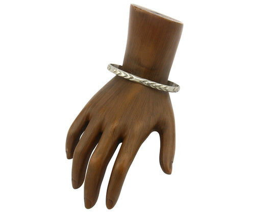 Navajo Bracelet .925 Silver Hand Stamped Arrow Head Artist I Montoya C.80's