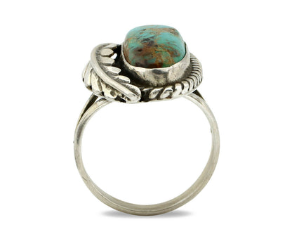 Navajo Ring .925 Silver Turquoise Mountain Signed Artist Apache C.80's