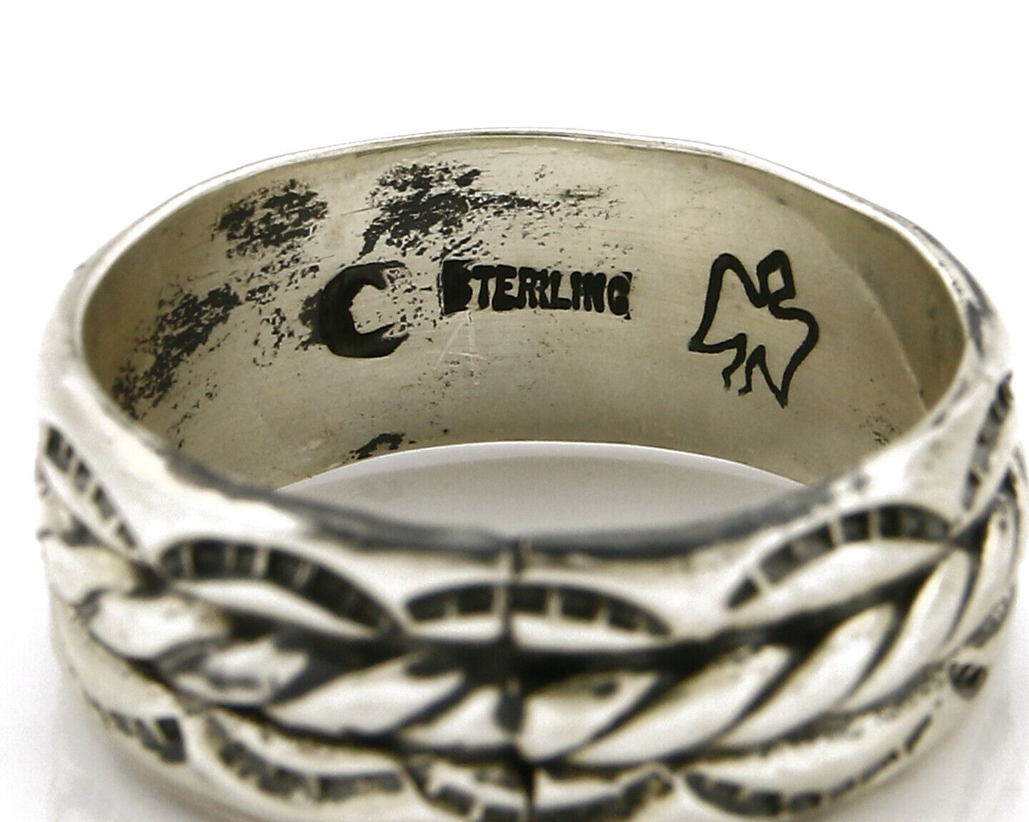 Women's Navajo Handmade Ring .925 Sterling Silver Hand Stamped C.80's